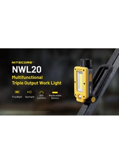 نايت كور مصباح عمل Nitecore NWL20 COB للميكانيكا، 600 لومن، قابل لإعادة الشحن عبر USB-C، محمول، وقت تشغيل طويل يصل إلى 78 ساعة لمواقع العمل، وإصلاح السيارات، مع خطاف تعليق معدني مغناطيسي، ضوء أحمر وملصق Nitecore  - Image 2