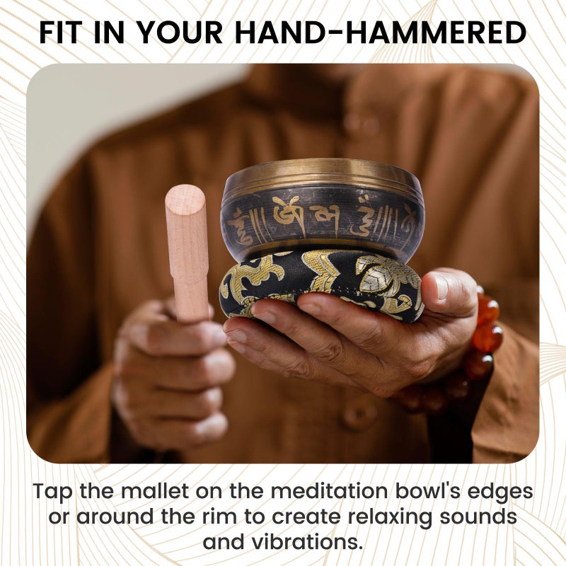 DomeStar Tibetan Singing Bowl Set, Authentic Handmade Meditation Bowl Stress Relief Yoga Set with Striker & Cushion for Sound Therapy, Chakra Healing, Spiritual Gatherings - Image 4