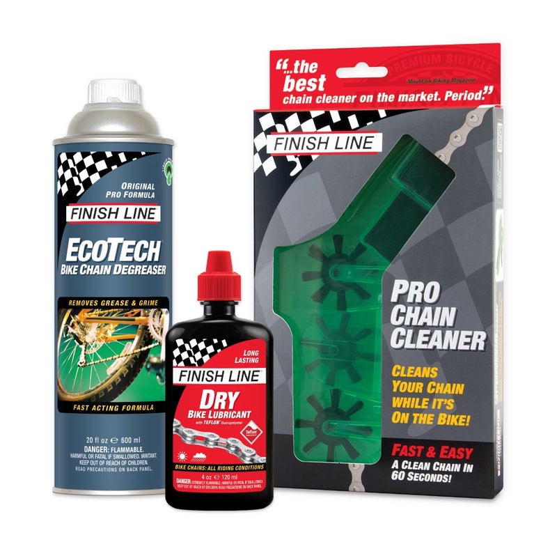Finish Line Shop Quality Bicycle Chain Cleaner Kit â€“ Deep Scrubbing Chain Cleaner, EcoTech Degreaser and Dry Lubricant for Efficient, Clean and Smooth Drivetrain Performance - Image 1