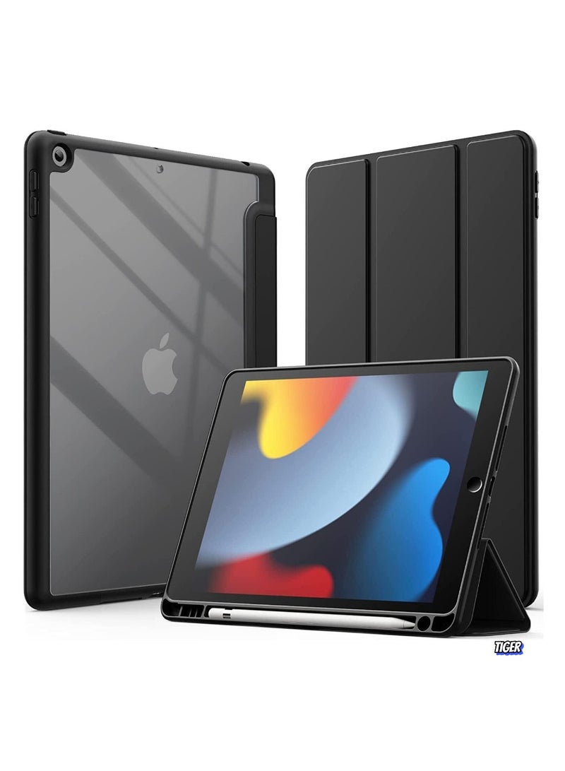 TIGER Case for iPad 10.2-Inch (9th/8th/7th Generation, 2021/2020/2019) with Pencil Holder, Clear Transparent Back Shell, Slim Stand, Shockproof Tablet Cover - Premium Protection & Style - Image 1