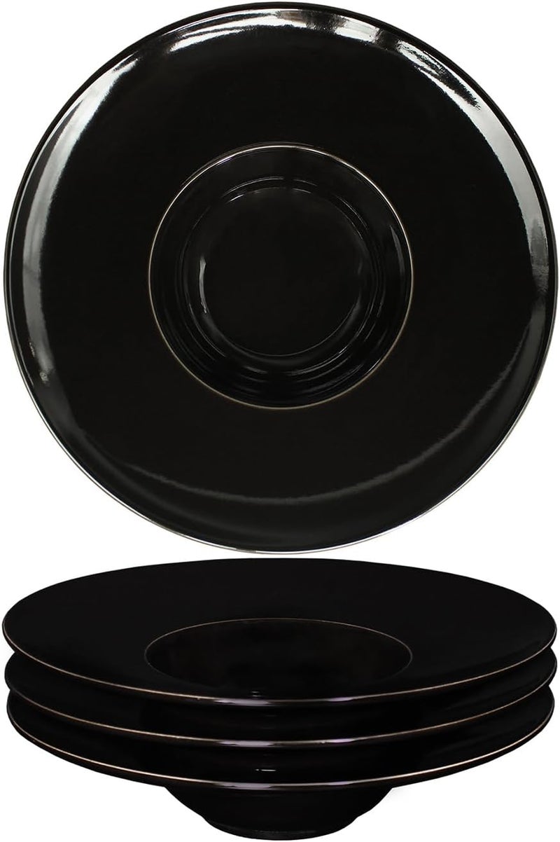 jinsongdafa Ceramics Rimmed Soup Bowls 51 oz Black 85 inch Exquisite small soup plate Set of 4 Pasta plates With Rim is the best choice for hotels kitchens fine restaurants and gourmets - Image 1