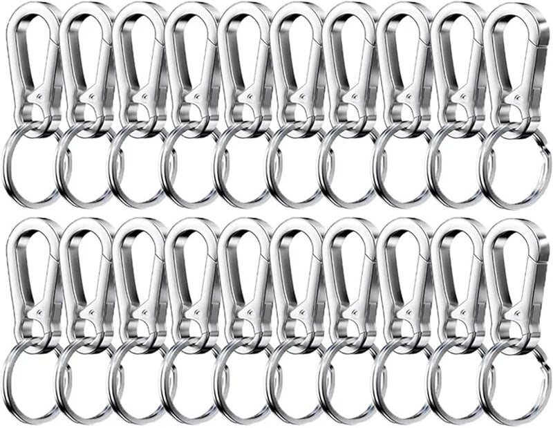 Silver Stainless Steel Key Ring Clip 100pcs Gourd Buckle Keychains Climbing Hook Key Holder - Image 2