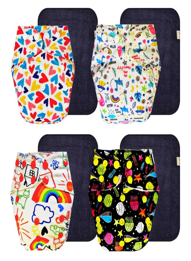 Dumbledo Premium Cloth Diaper with Gray Insert (Pack of 4) | Dry Feel and Comfortable | Reusable & Washable | Easy to Clean | Designed by Moms | 3 Months - 3 Years | Unisex Baby - Image 1