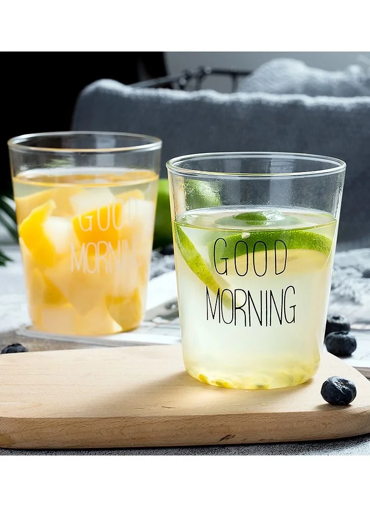 1Chase Borosilicate Water Jug With Glass Lid 1500 ML and 2 Pcs Good Morning Printed Glass  Set