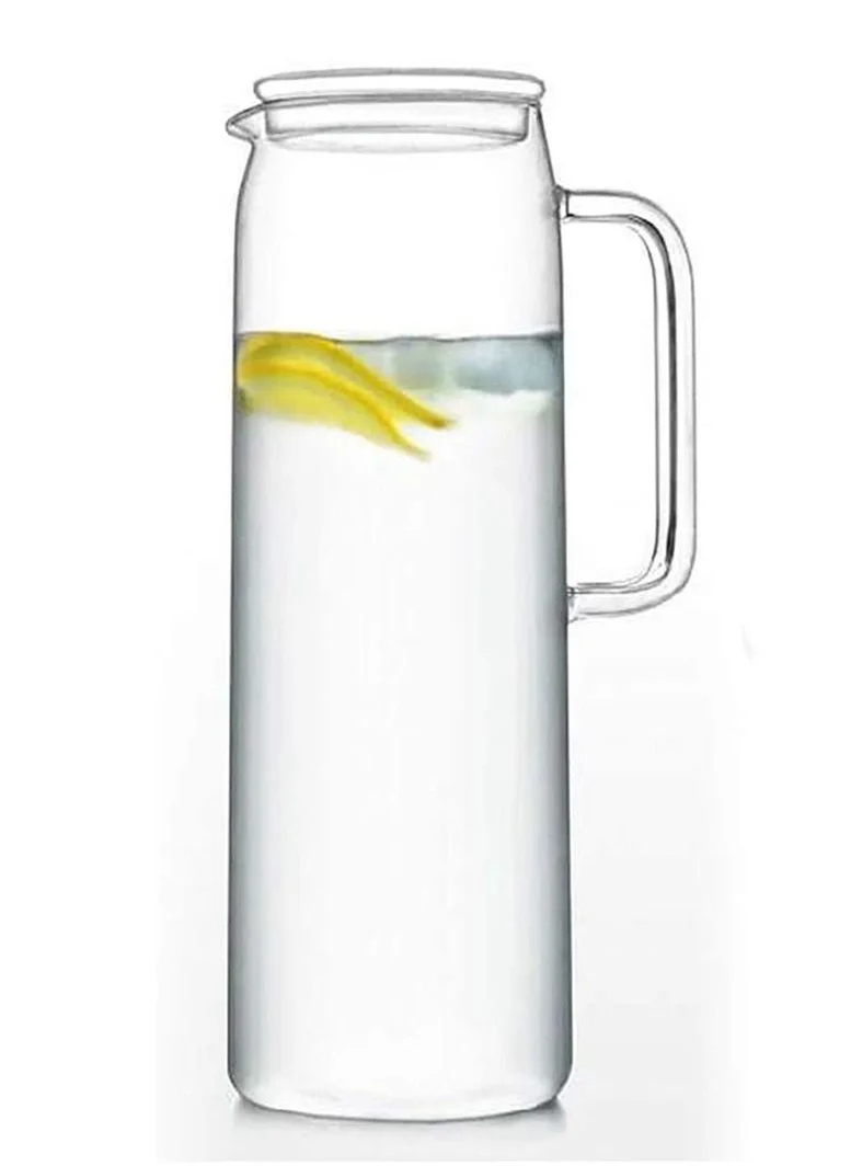 1Chase Borosilicate Water Jug With Glass Lid 1500 ML and 2 Pcs Good Morning Printed Glass  Set