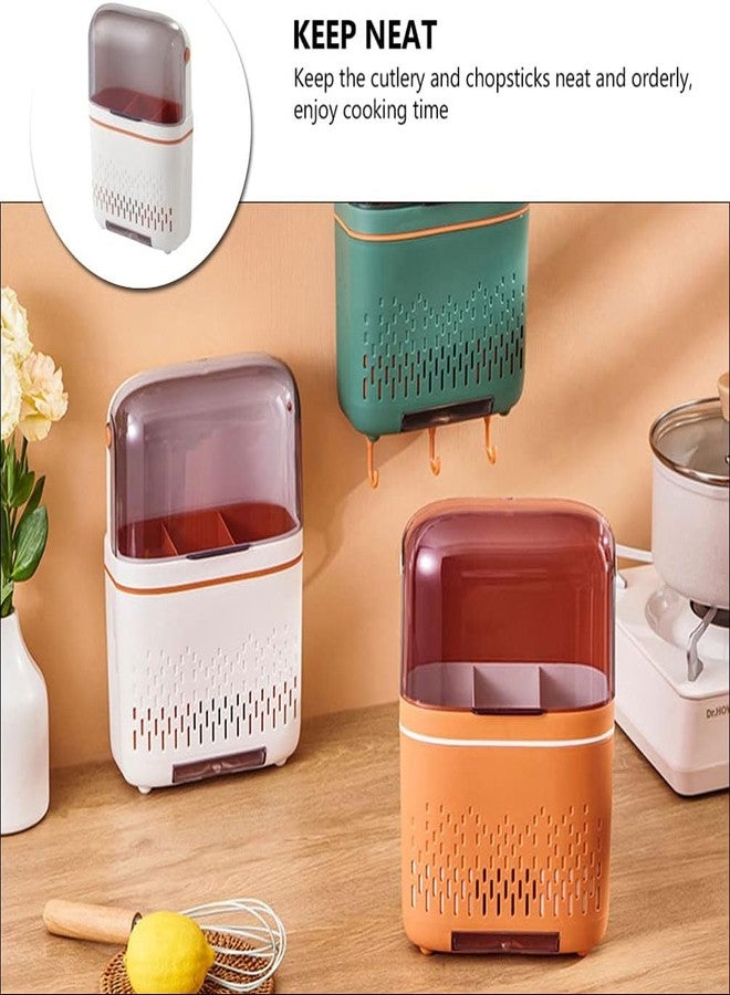 Swabs® Wall Mounted Multifunctional Spoon Fork Chopstick Storage Holder Box Tableware Shelf Organazation Rack Cutlery Drain Rack Organizer Case for Kitchen,Storage Holder (green) - Image 4