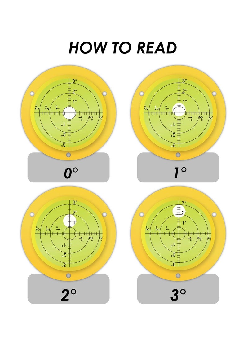 ميزان روح دائري مزود بثلاث فتحات للتركيب - ميزان فقاعي دائري كبير عالي الدقة مقاس 90 × 17 مم لأدوات القياس والمركبات الترفيهية والمنزل  - Image 5