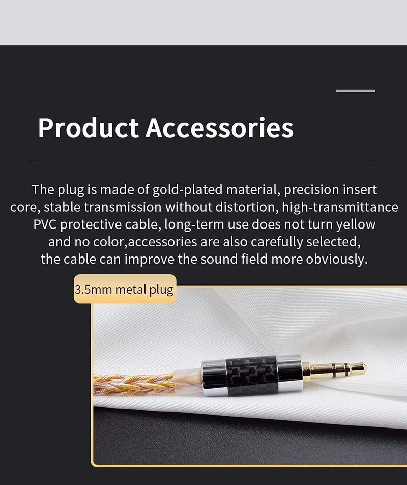 CCA كابل سماعات CCA KZ مطلي بالذهب والفضة، كابل ترقية لسماعات الرأس لـ KZ ZS10 PRO/ZSN Pro X/ZSN PRO/ZSX/ZSN/AS12/AS16/ZAX/DQ6 C12/CA16/CA4/NRA - Image 5