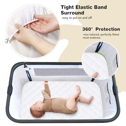 Asatdd Waterproof Bassinet Mattress Pad Protector Cover Compliable with Halo BassiNest Swivel Sleeper, Ultra Soft, Breathable and Comfortable, 2 Pack - Image 2