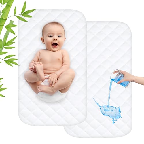 Asatdd Waterproof Bassinet Mattress Pad Protector Cover Compliable with Halo BassiNest Swivel Sleeper, Ultra Soft, Breathable and Comfortable, 2 Pack - Image 1