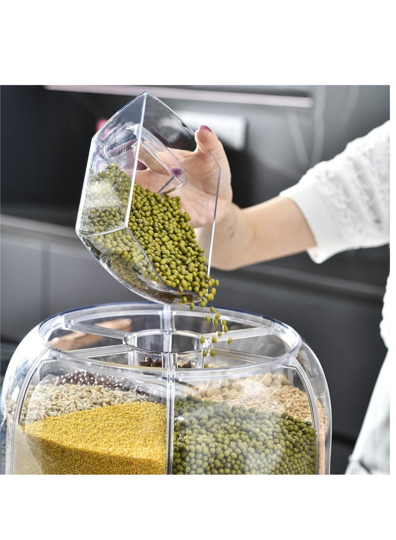 ELTRAZONE موزع طعام جاف دوار بزاوية 360° أبيض 6 شبكات 12 رطل موزع حبوب دائري 12"×10"×10" موزع حبوب لتخزين الأرز للمطبخ خالي من BPA - Image 2