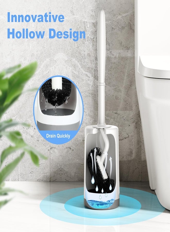 HAMITOR Toilet Bowl Brush Holder Set for Dead Corner C White 2 Pack - Image 4