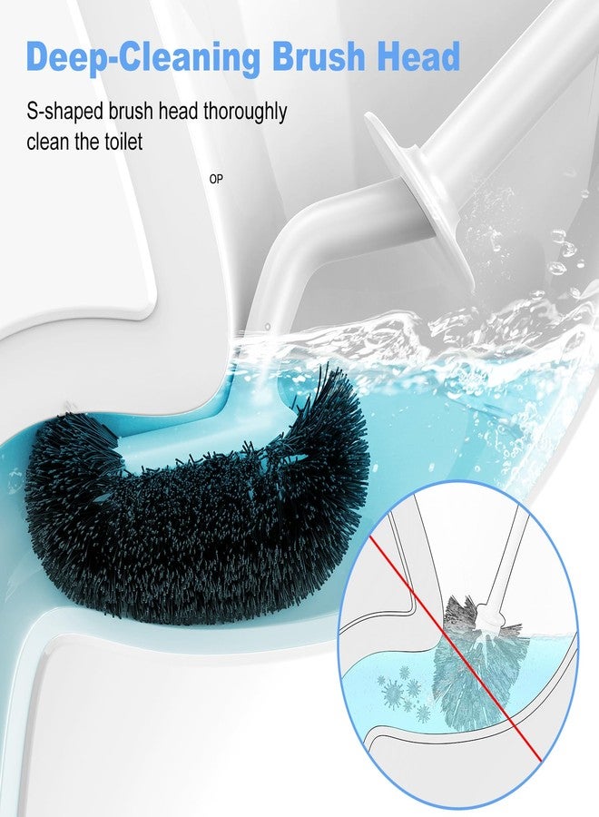 HAMITOR Toilet Bowl Brush Holder Set for Dead Corner C White 2 Pack - Image 2