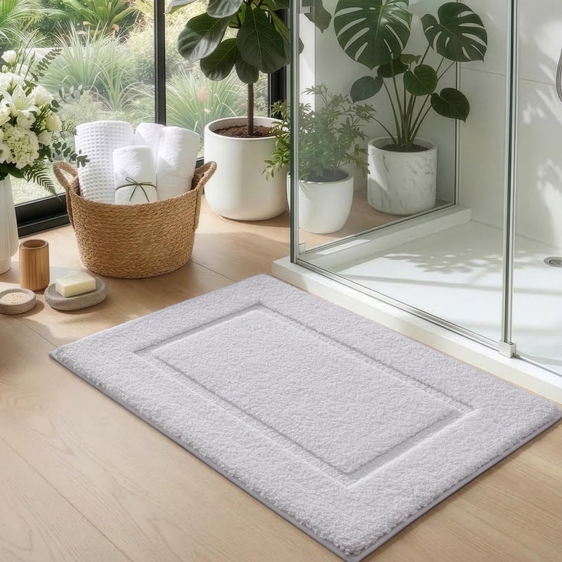 DEXI Bathroom Rugs 32x20, Washable Non Slip Bath Mat for Shower Floor, Absorbent Quick Dry Bathmat with Rubber Backing, Ultra Soft Plush Carpet for Tub, White - Image 4