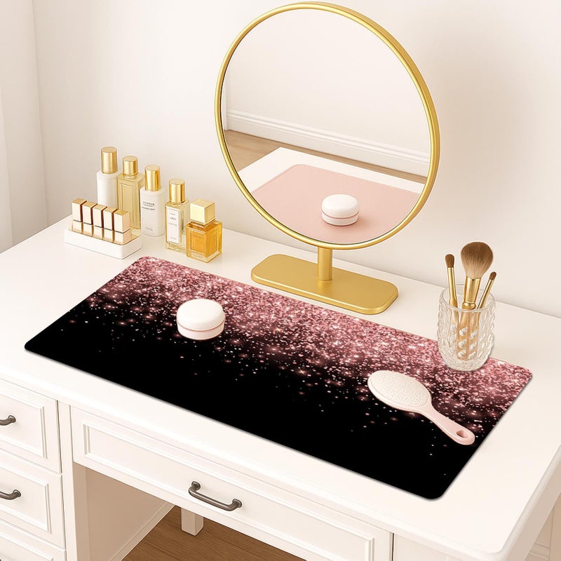 Britimes Pink Rose Gold Desk Mat Golden Black Deak Pad Non-Slip PU Leather Large Keyboard Mouse Pad Office Desktop Accessories for Office,Work,Home Decor(31.5"X15.7") - Image 5