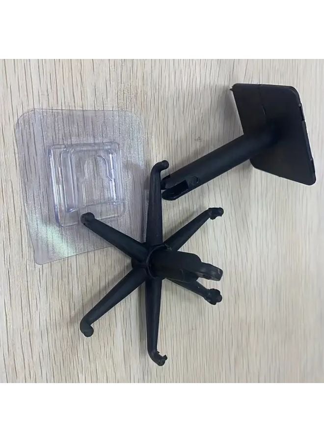 Rotatable Plastic Utensil Holder Wall Mounted Kitchen Hooks Strong Adhesive Space Saving Black - Image 1