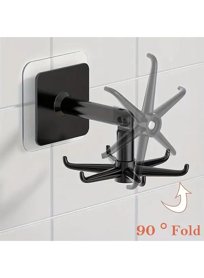 Rotatable Plastic Utensil Holder Wall Mounted Kitchen Hooks Strong Adhesive Space Saving Black - Image 4