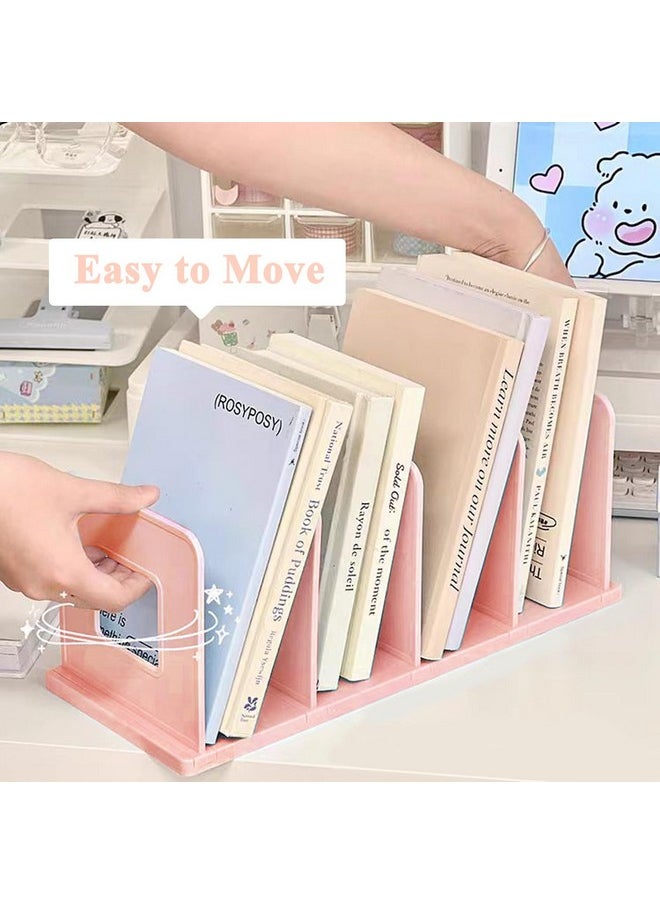SAYEEC Desk File Organizer Desktop File Paper Mail Sorter 4 Section Standing Book Holder Adjustable Closet Purse Handbag Organizer Clutch Dividers Plastic Folder Binder Organizer Magazine Rack (Pink)  - Image 5