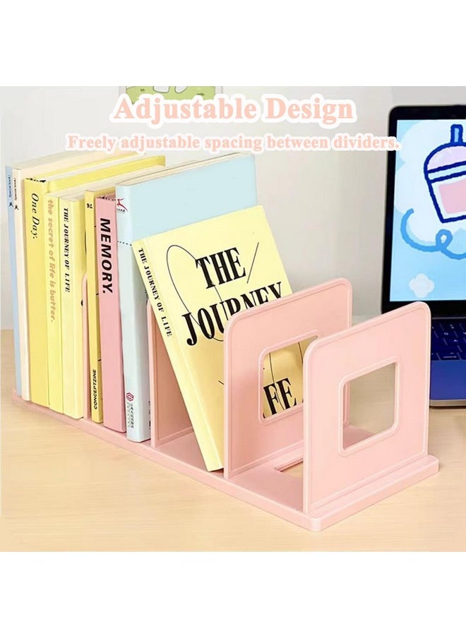 SAYEEC Desk File Organizer Desktop File Paper Mail Sorter 4 Section Standing Book Holder Adjustable Closet Purse Handbag Organizer Clutch Dividers Plastic Folder Binder Organizer Magazine Rack (Pink)  - Image 4