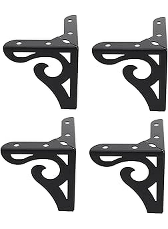 4 Pcs Black Iron Furniture Support Legs 10cm Hollow Carved Sofa Cabinet Table Feet - Image 1