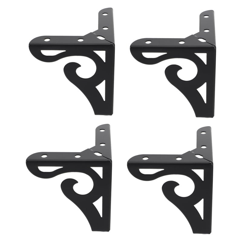 4 Pcs Black Iron Furniture Support Legs 10cm Hollow Carved Sofa Cabinet Table Feet - Image 2