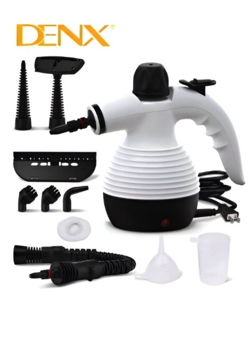 Denx Handheld Portable Steam Cleaner 1200W High Temperature Multifunctional With 9 Accessories, Suitable For Sofa, Kitchen, And Bathroom Window - White Color. - Image 1