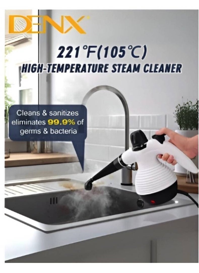 Denx Handheld Portable Steam Cleaner 1200W High Temperature Multifunctional With 9 Accessories, Suitable For Sofa, Kitchen, And Bathroom Window - White Color. - Image 3