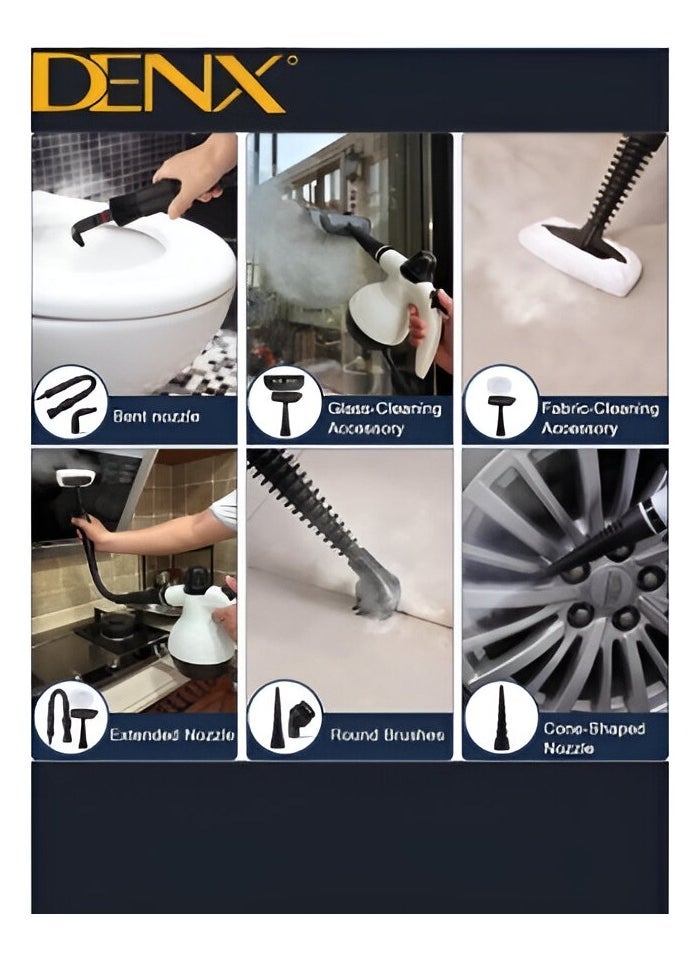Denx Handheld Portable Steam Cleaner 1200W High Temperature Multifunctional With 9 Accessories, Suitable For Sofa, Kitchen, And Bathroom Window - White Color. - Image 4