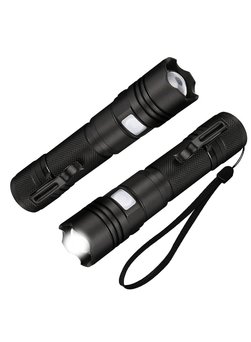 Led Rechargeable Flashlight, Super Bight Handheld Flashlights with 5 Modes, 2 Packs Zoomable Torch Light Prepare Emergency for Outdoor Camping Power Cut Safety [Energy Class A+++] - Image 1