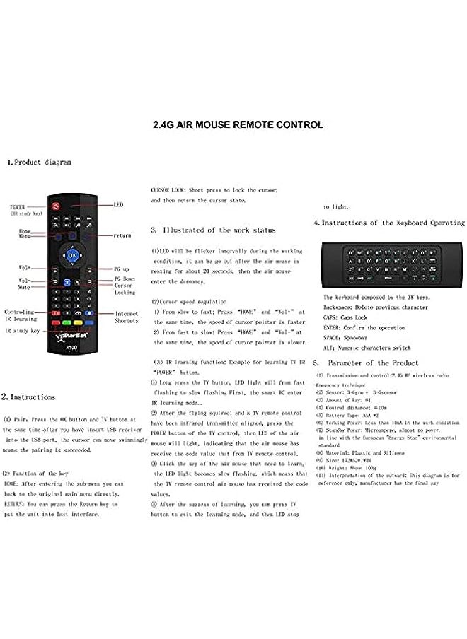 HuHa StarSat Multi-Function Remote Controller with 3D mouse & Wireless Fly Air Mouse & Keyboard Remote Control for KODI & Android, MXQ, SMART TV, Win PC, MAC, Raspberry Pi  - Image 5