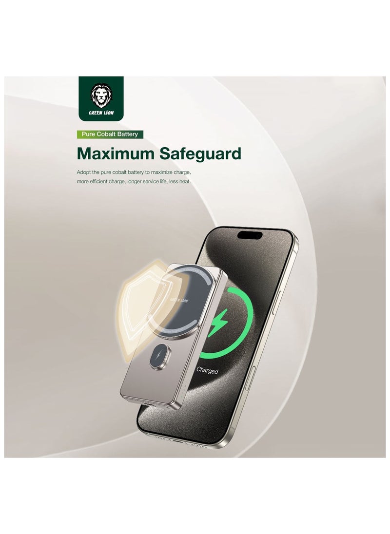 GREEN LION - 10000 mAh Milton Strong Magnetic Power Bank 10000mAh PD 20W / Super Fast Charging Powerbank / MagSafe Compatible / Type-C Input / Smart Chip - Desert Titanium - Image 1
