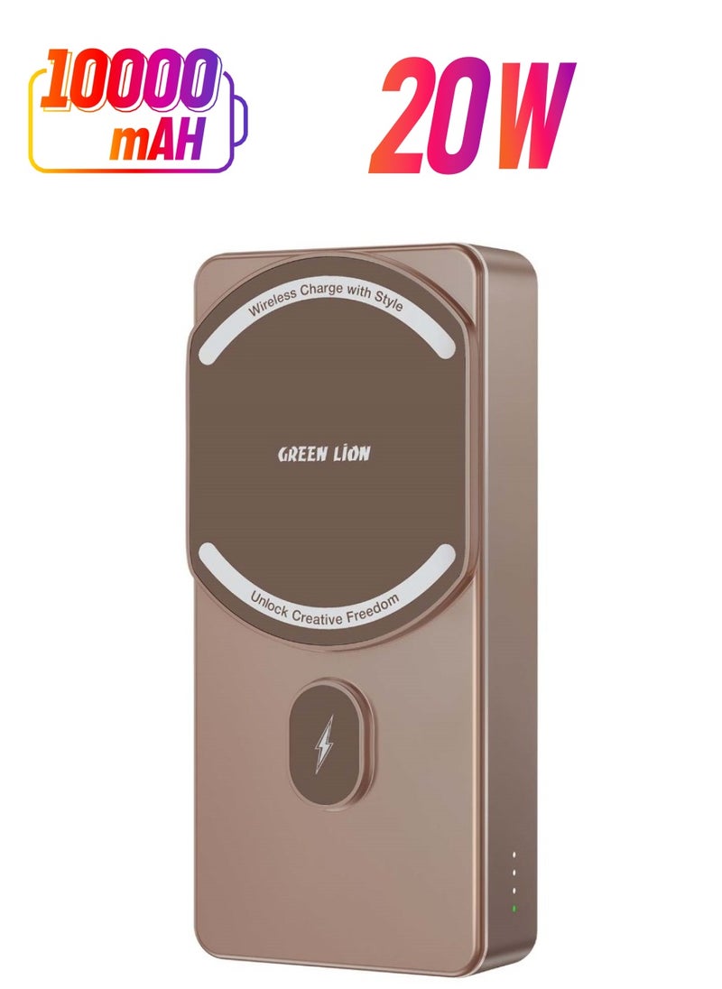 GREEN LION - 10000 mAh Milton Strong Magnetic Power Bank 10000mAh PD 20W / Super Fast Charging Powerbank / MagSafe Compatible / Type-C Input / Smart Chip - Desert Titanium - Image 1