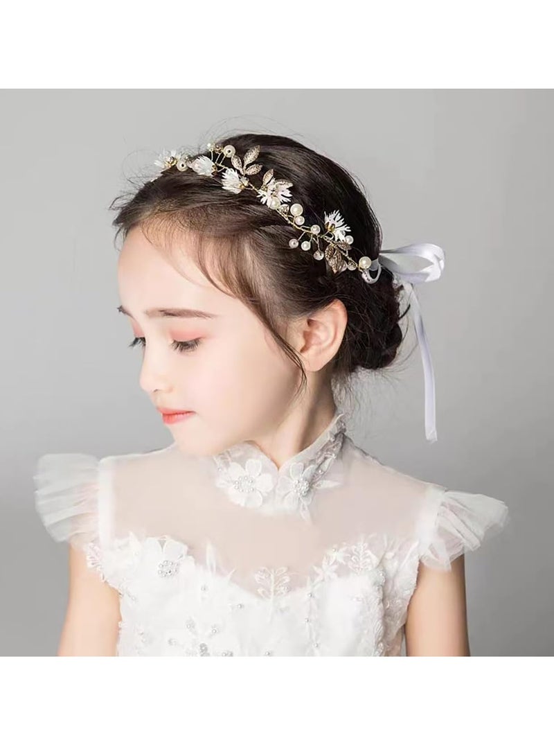 2 جهاز كمبيوتر شخصي ديزي اللؤلؤة زهرة الكرم الراينستونز الرأس، الزهور الرأس الزهورية الشعر تاج الرأس للنساء العروس البنات حفل الزفاف الهيبي - Image 2