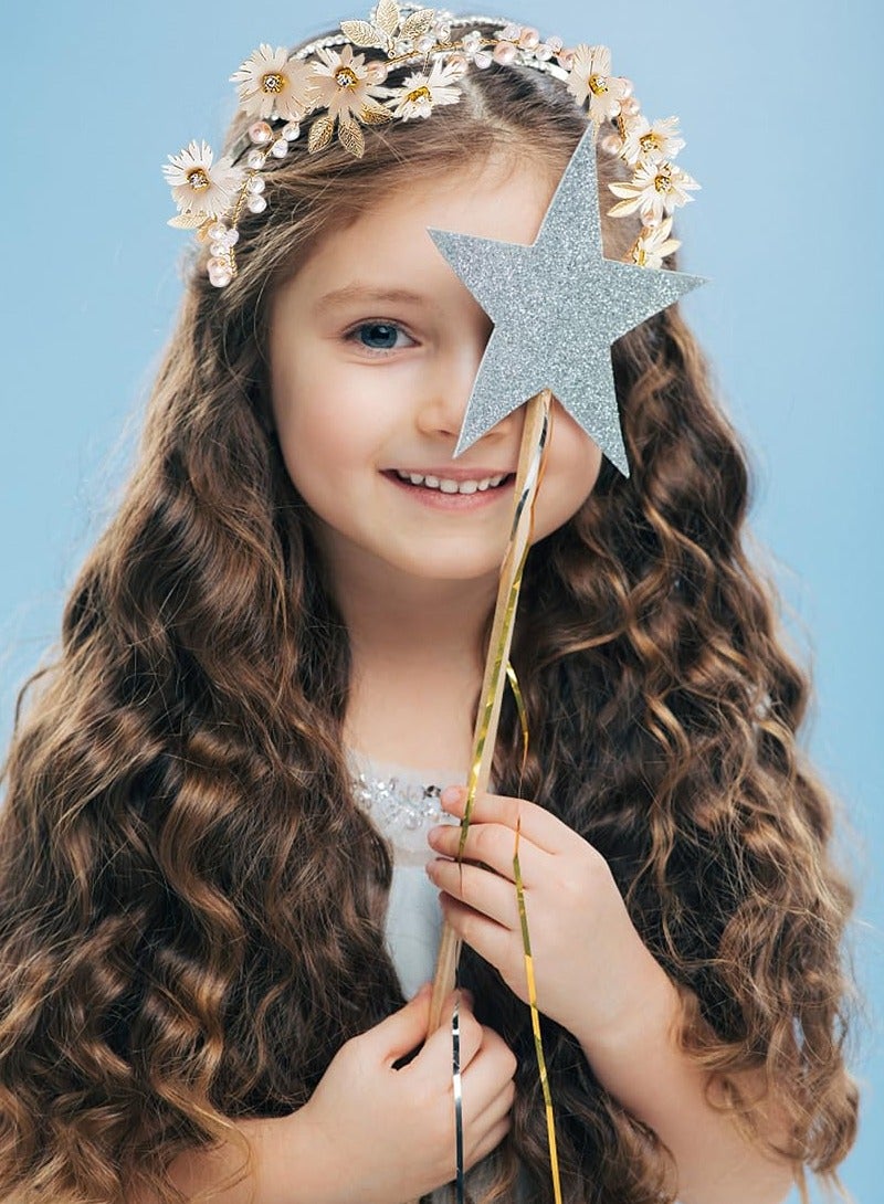 2 جهاز كمبيوتر شخصي ديزي اللؤلؤة زهرة الكرم الراينستونز الرأس، الزهور الرأس الزهورية الشعر تاج الرأس للنساء العروس البنات حفل الزفاف الهيبي - Image 5