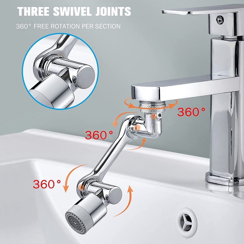 Gyanadh 1080 Steel Faucet Multifunctional Rotating Universal Splash Filter Faucet Swivel 2 Modes Splash Extension Sprayer Outlet Valve Faucet Extender for Taps - Image 2