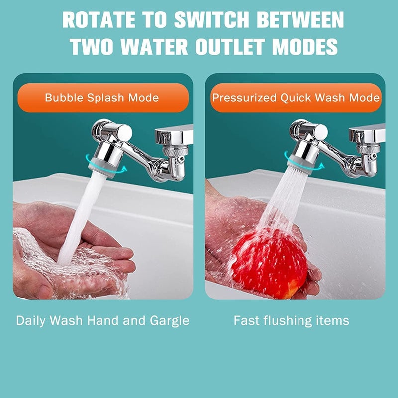 Gyanadh 1080 Steel Faucet Multifunctional Rotating Universal Splash Filter Faucet Swivel 2 Modes Splash Extension Sprayer Outlet Valve Faucet Extender for Taps - Image 3