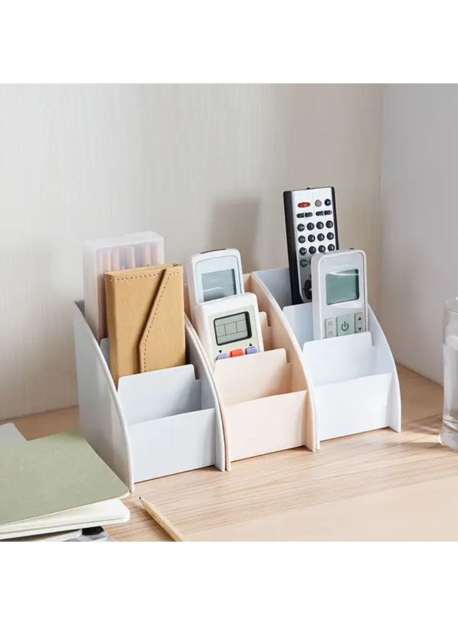 Khaki 1 Pocket Grid Folder Cosmetic Desktop Storage Case Organizer Stand Holder - Image 1