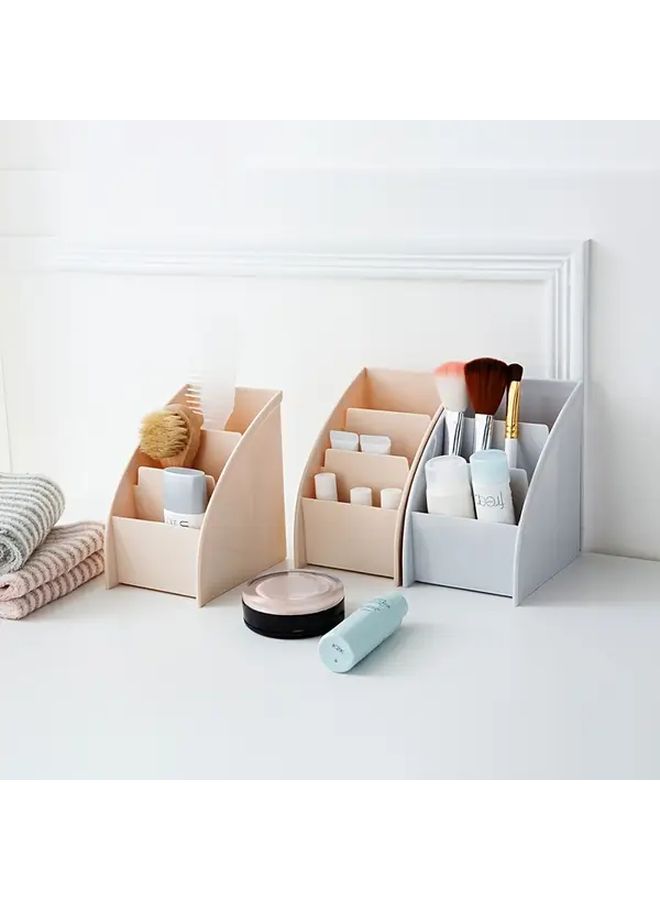 Khaki 1 Pocket Grid Folder Cosmetic Desktop Storage Case Organizer Stand Holder - Image 2