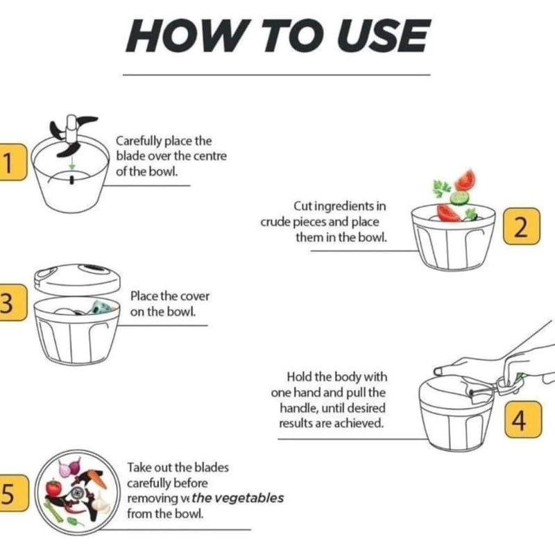 AARAVIS Vegetable Cutter 500ml 110ml Manual Onion Chopper with Pulley Multi Chopper with 3 Stainless Steel Blades Vegetable Chopper Kitchen Garlic Onion Cutter Dori Chopper 500ML1100ml  - Image 3