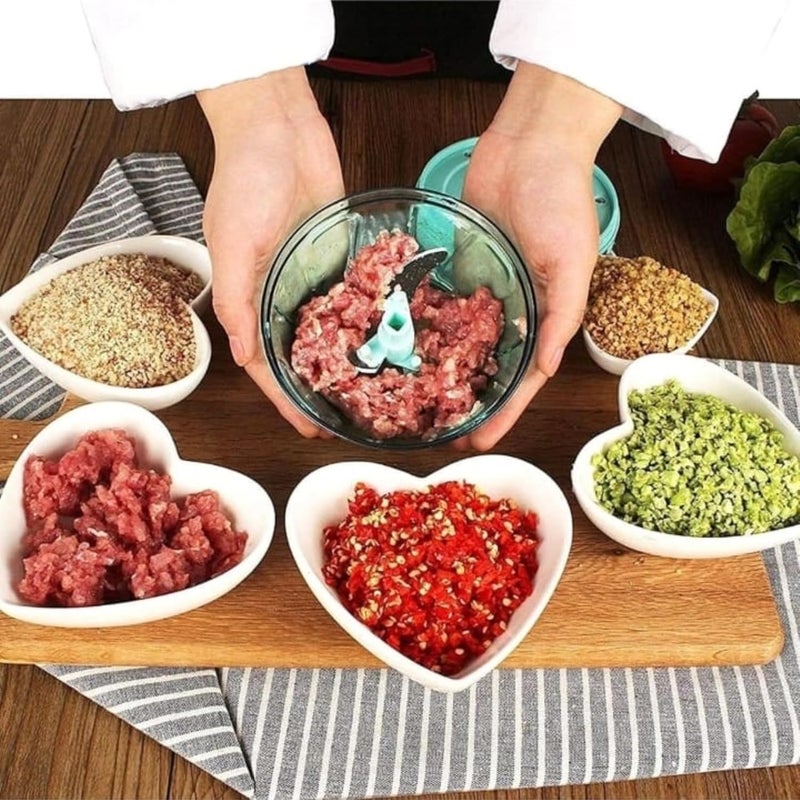 AARAVIS Vegetable Cutter 500ml 110ml Manual Onion Chopper with Pulley Multi Chopper with 3 Stainless Steel Blades Vegetable Chopper Kitchen Garlic Onion Cutter Dori Chopper 500ML1100ml  - Image 4