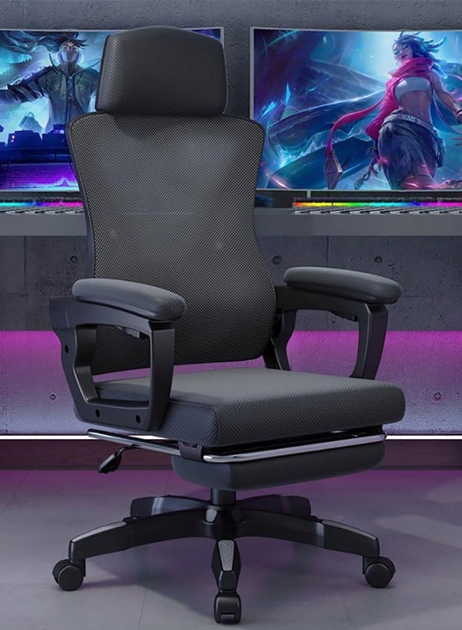 JCB CHIC Ergonomic Office Chair, Height & Backrest Adjustable, Lumbar Support & Footrest, Mesh Back & Foam Seat, White, Minimalist Style, Perfect for Office, Study & Gaming（Z1 black）  - Image 1