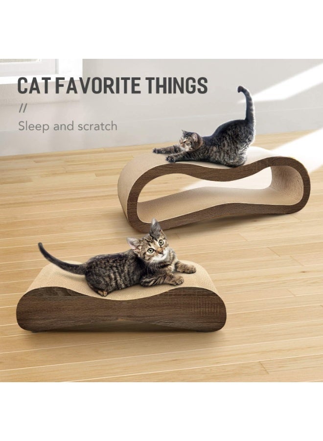 YOUWE7 2 في 1 طاولة خدش للقطط، عمود خدش كبير جدًا فاخر للقطط، سرير استراحة للقطط من الورق المقوى، لوح خدش للقطط قابل للعكس، سرير خدش مموج متين للقطط - Image 2