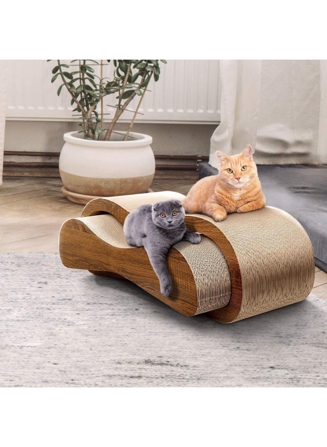 YOUWE7 2 في 1 طاولة خدش للقطط، عمود خدش كبير جدًا فاخر للقطط، سرير استراحة للقطط من الورق المقوى، لوح خدش للقطط قابل للعكس، سرير خدش مموج متين للقطط - Image 3