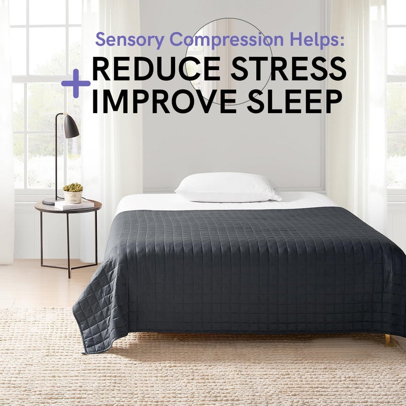 YnM 15lbs Weighted Blanket for Adults, Heavy Bed Throw Blanket with Cooling Glass Beads for All Season Use, Ideal for ~90lbs (48x72 Inches, Twin/Full, Dark Grey) - Image 2