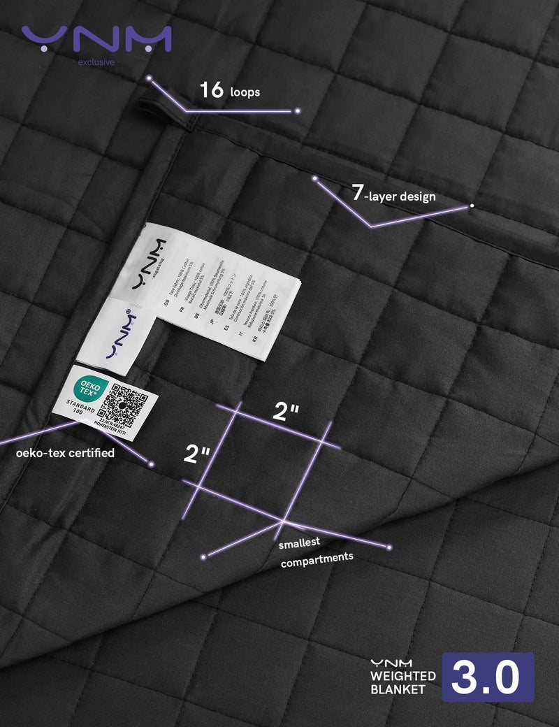 YnM 15lbs Weighted Blanket for Adults, Heavy Bed Throw Blanket with Cooling Glass Beads for All Season Use, Ideal for ~90lbs (48x72 Inches, Twin/Full, Dark Grey) - Image 3