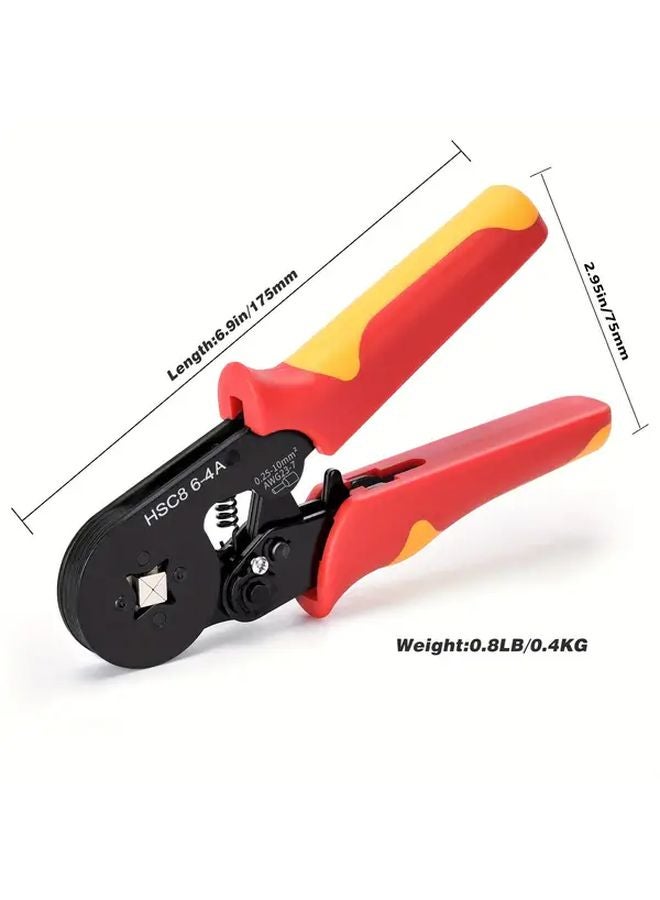 HSC8 6 4A YR Electrician Ferrule Crimping Tool Kit Adjustable Ratchet Wire Pliers - Image 4