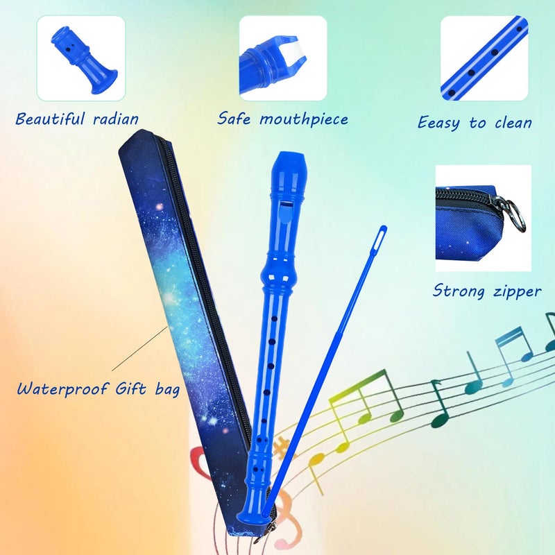 Auteey 8 Holes Soprano Recorder with Cleaning Rod and Bag, Professional German Style C Key Recorder for Kids Beginners Students(Blue) - Image 3