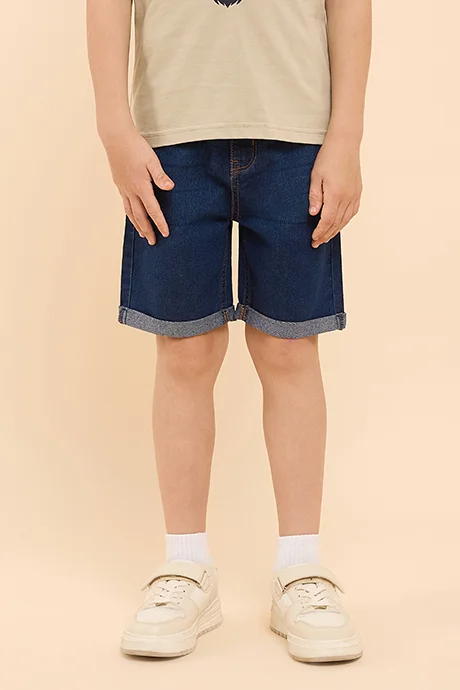 أر أند بي Washed Denim Shorts with Button Closure