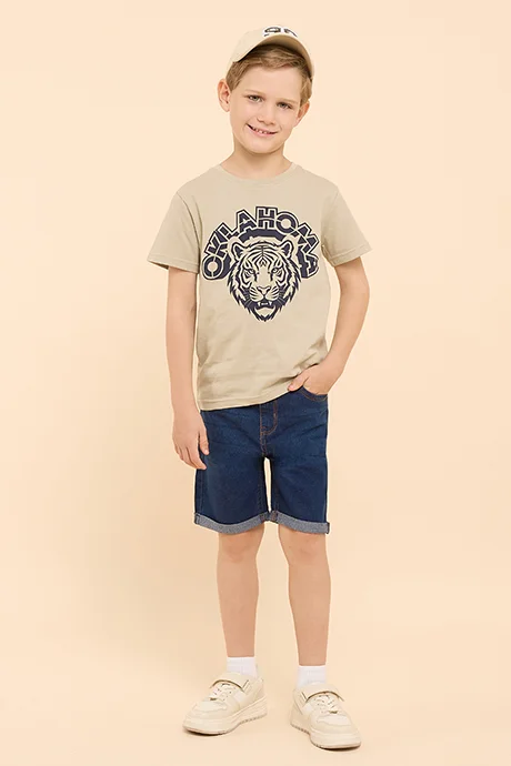 أر أند بي Washed Denim Shorts with Button Closure