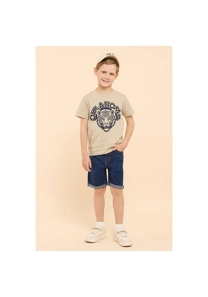 أر أند بي Washed Denim Shorts with Button Closure